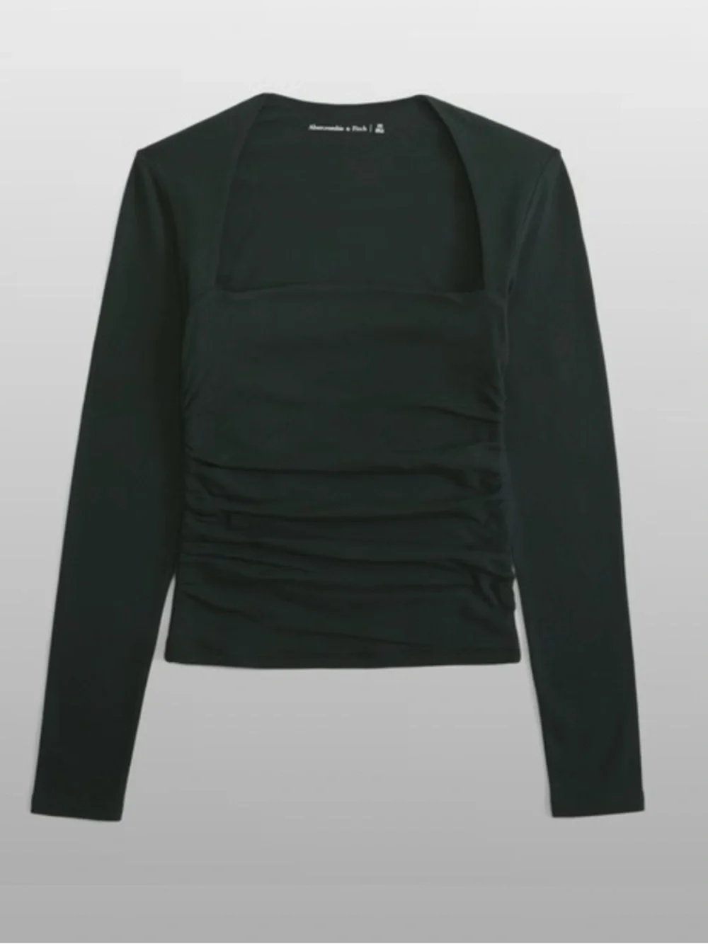 Abercrombie & Fitch Square-Neck Long Sleeve Top in Forest Green - Picture 2 of 6